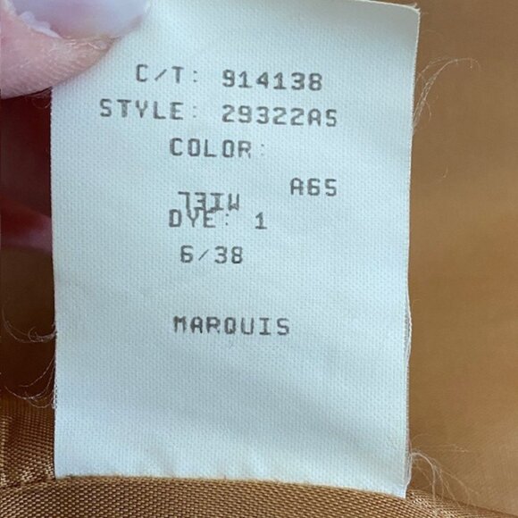 PHILLIPE ADEC Camel Wool Blend Tweed Jacket with Burgundy Trim Sz 6 - Picture 16 of 16